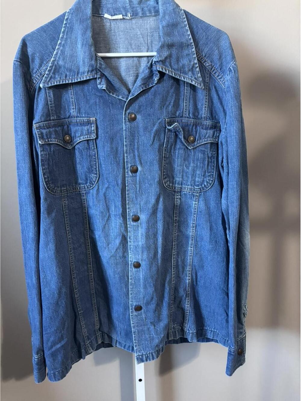 Vintage Longline Denim Button-Up Shirt | Oversized Denim Top